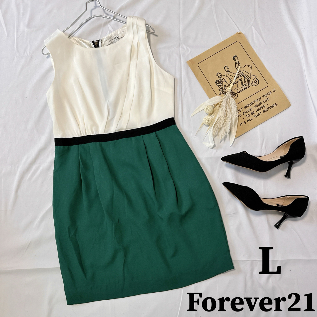 FOREVER 21(フォーエバートゥエンティーワン)のForever21 切り替え ワンピース ドレス ノースリーブ 4d42 レディースのワンピース(ひざ丈ワンピース)の商品写真