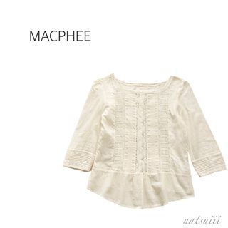 MACPHEE - MACPHEE トゥモローランド . バックボタン ピンタック レース ブラウス