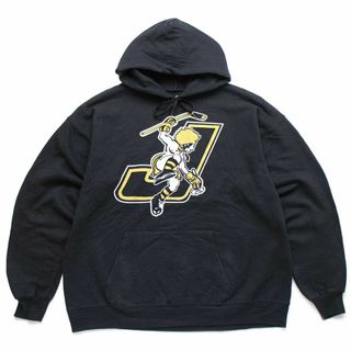 ヘインズ(Hanes)のHanes Johnstown Chiefs hockey ビッグロゴ スウェットパーカー 黒 L★アイスホッケー スポーツ デカロゴ フーディー ヘインズ ブラック(パーカー)