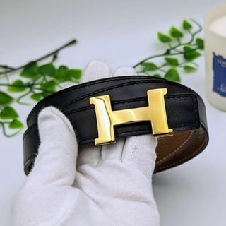 エルメス(Hermes)のエルメス コンスタンス Hベルト ゴールド リバーシブル カーフ トゴ 76(ベルト)