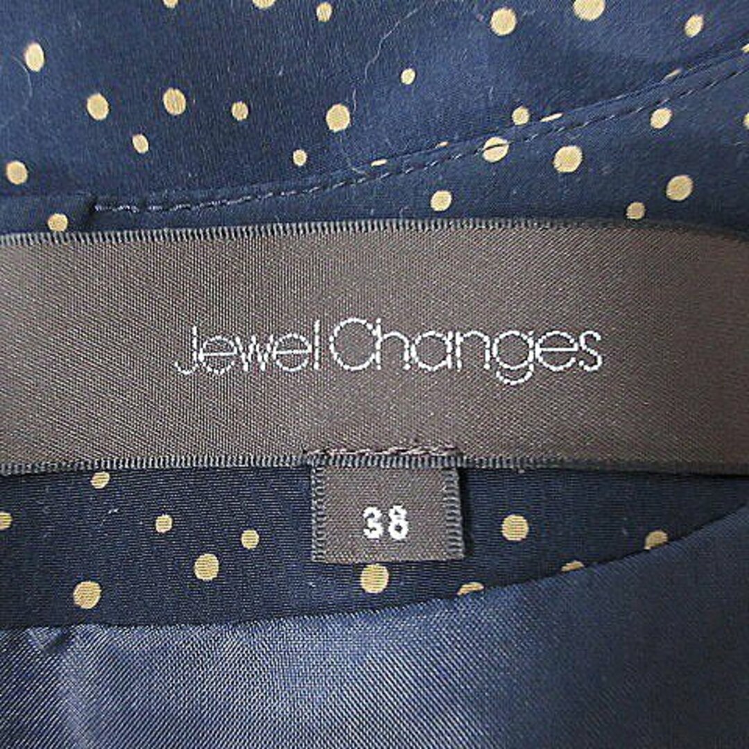 Jewel Changes(ジュエルチェンジズ)のジュエルチェンジズ アローズ ワンピース ミニ 半袖 ドット 38 紺 ベージュ レディースのワンピース(ミニワンピース)の商品写真