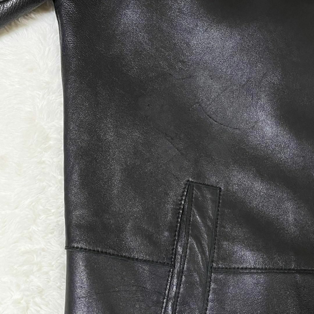 VINTAGE(ヴィンテージ)の極上ラムスキン レザーコート シングルチェスターコート ブラック XL相当 メンズのジャケット/アウター(レザージャケット)の商品写真