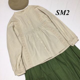 サマンサモスモス(SM2)のSM2 サマンサモスモス ピンタックギャザーブラウス 綿100% Ｆサイズ^^☆(シャツ/ブラウス(長袖/七分))