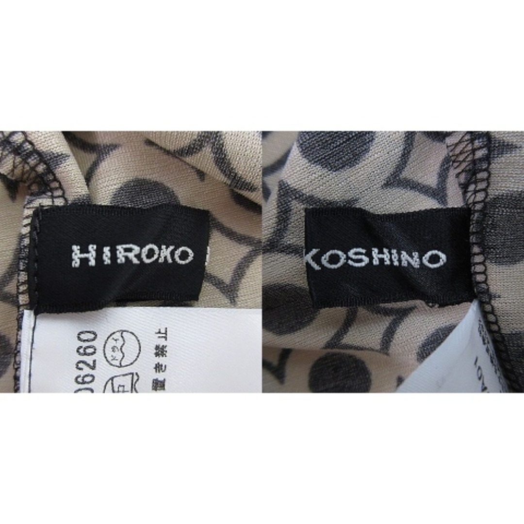 HIROKO KOSHINO(ヒロココシノ)のヒロココシノ ブラウス カットソー 半袖 総柄 38 ベージュ グレー トップス レディースのトップス(シャツ/ブラウス(半袖/袖なし))の商品写真