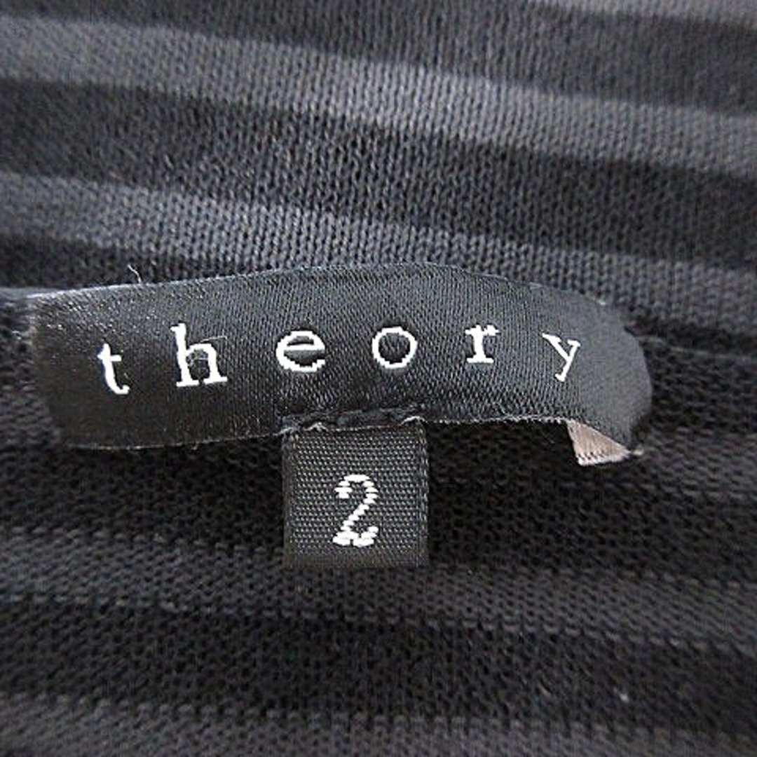 theory(セオリー)のセオリー カットソー 半袖 チュニック丈 薄手 ボーダー 2 ブラック トップス レディースのトップス(カットソー(半袖/袖なし))の商品写真