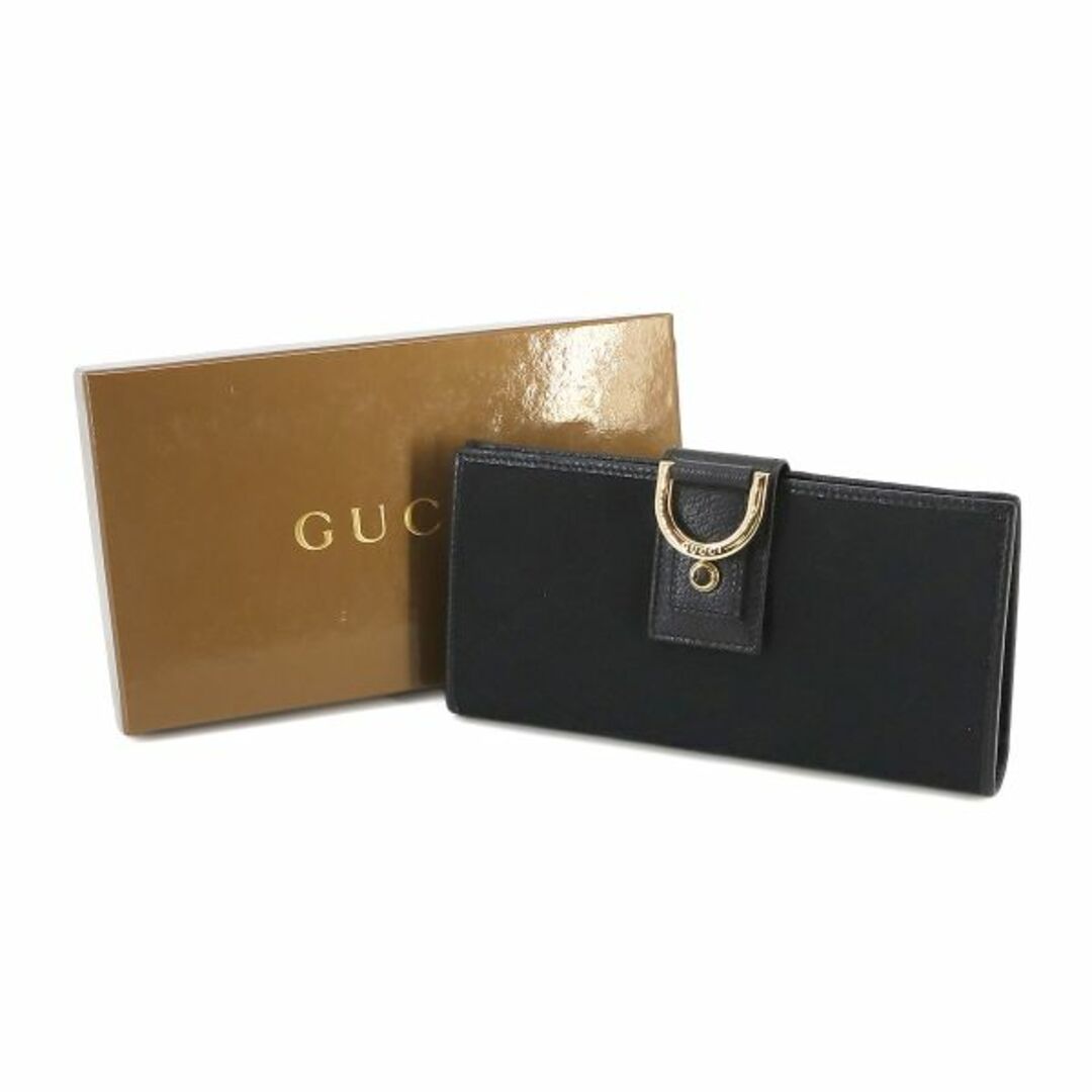 Gucci(グッチ)の未使用 展示品 グッチ GUCCI GGキャンバス 二つ折り 長財布 キャンバス レザー ブラック 141412 ゴールド 金具 VLP 90230619 レディースのファッション小物(財布)の商品写真