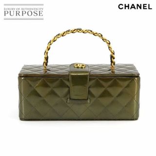 シャネル(CHANEL)のシャネル CHANEL マトラッセ バニティ ハンド バッグ メイク コスメ ボックス ケース パテントレザー カーキ ヴィンテージ VLP 90231719(ハンドバッグ)