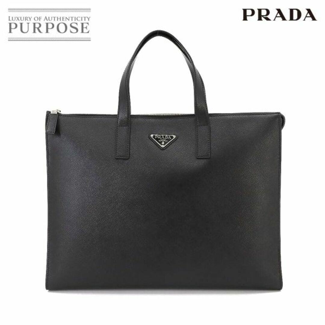 PRADA(プラダ)の未使用 展示品 プラダ PRADA サフィアーノ トート バッグ レザー ブラック 2VG039 シルバー 金具 VLP 90214161 メンズのバッグ(トートバッグ)の商品写真