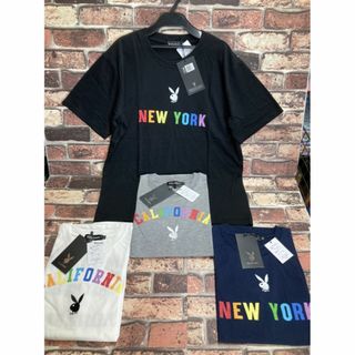 送料無料！人気『プレイボーイ』刺繍入り男女兼用 綿混半袖Ｔシャツ(４色から）１枚(Tシャツ/カットソー(半袖/袖なし))