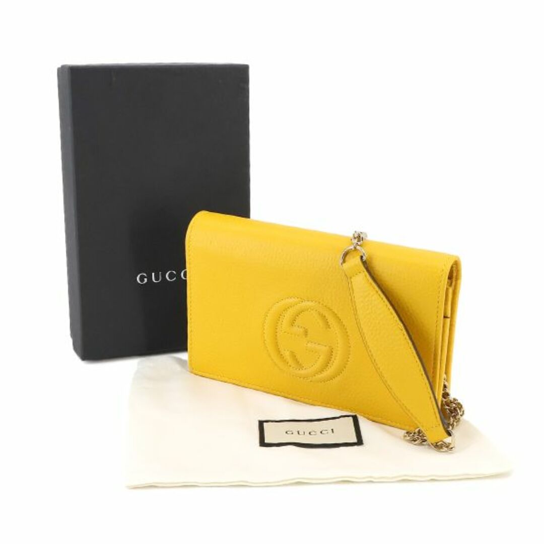 Gucci(グッチ)の未使用 グッチ GUCCI ソーホー チェーン ウォレット 長財布 レザー イエロー 598211 VLP 90231976 レディースのファッション小物(財布)の商品写真