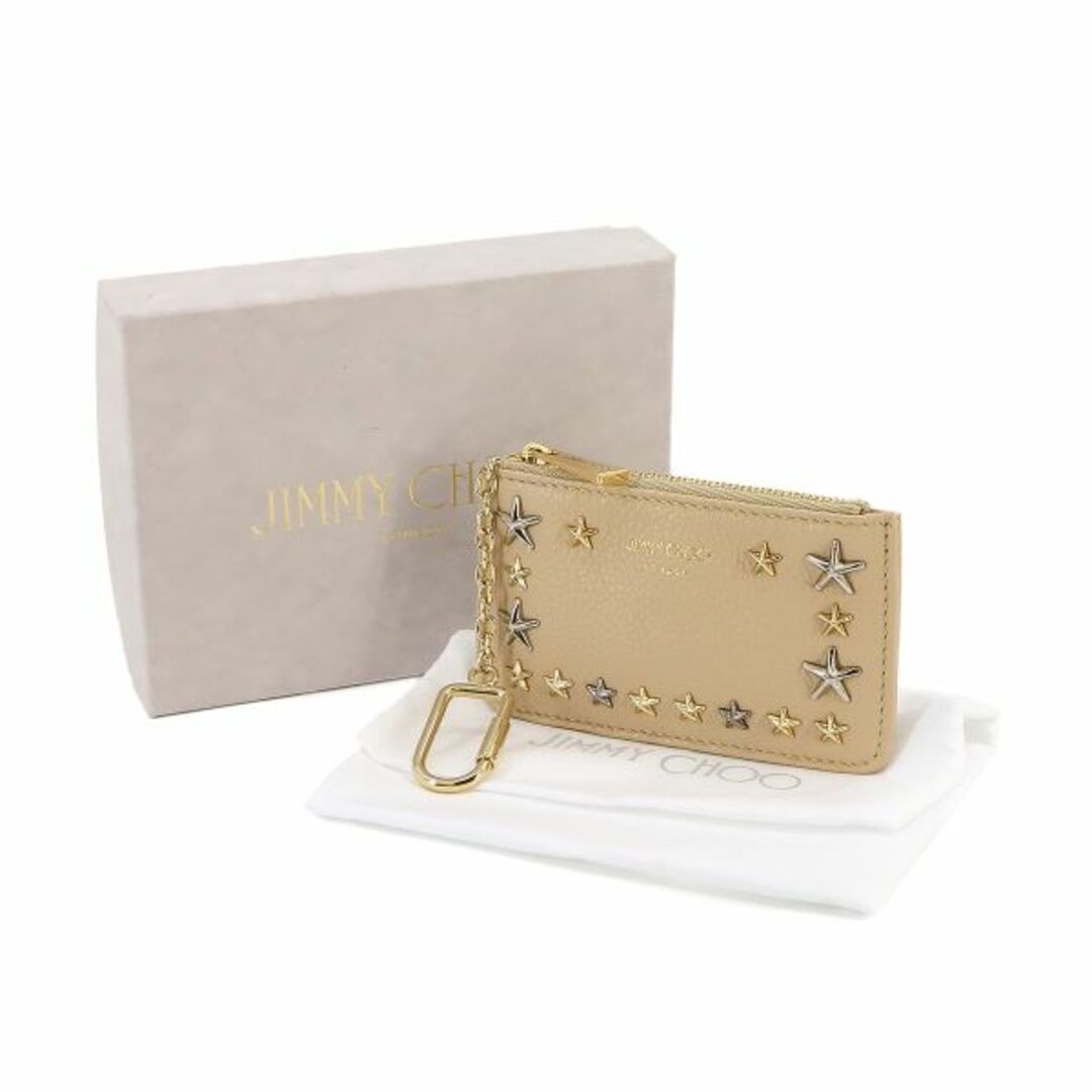 JIMMY CHOO(ジミーチュウ)のジミーチュウ JIMMY CHOO スター スタッズ コインケース 小銭入れ レザー ベージュ 121696 VLP 90232019 レディースのファッション小物(コインケース)の商品写真