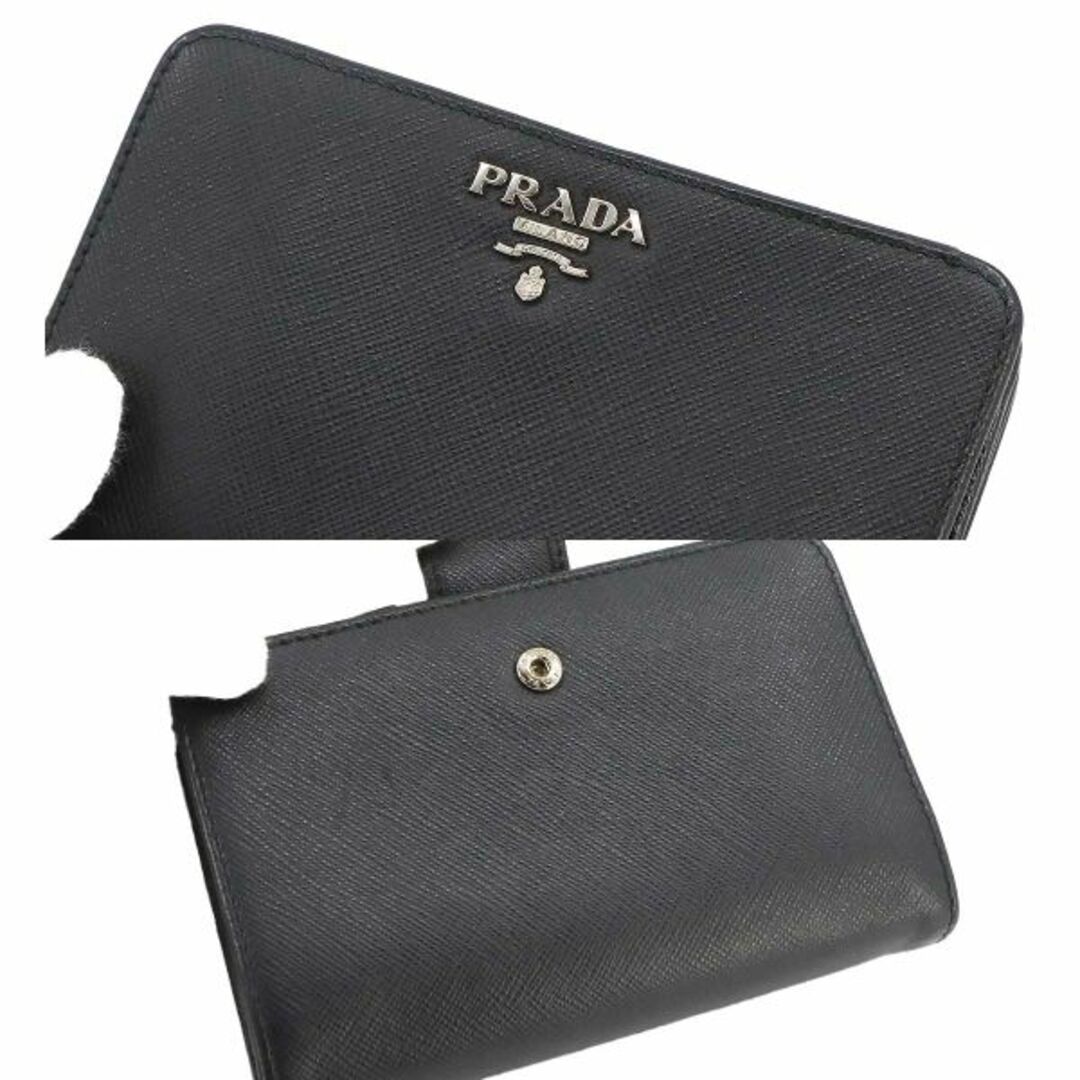 PRADA(プラダ)のプラダ PRADA 二つ折り コンパクト 財布 サフィアーノ サフィアーノレザー ネロ ミュゲット 1ML225 シルバー 金具 VLP 90232044 レディースのファッション小物(財布)の商品写真
