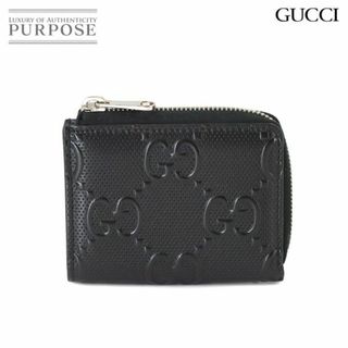 グッチ(Gucci)の新品同様 グッチ GUCCI GGエンボス L字ファスナー コインケース 小銭入れ レザー ブラック 657571 シルバー 金具 VLP 90232114(コインケース/小銭入れ)