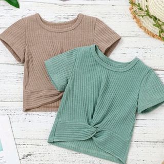 シーイン(SHEIN)の【匿名配送】SHEIN ツイストヘムトップス 130(Tシャツ/カットソー)