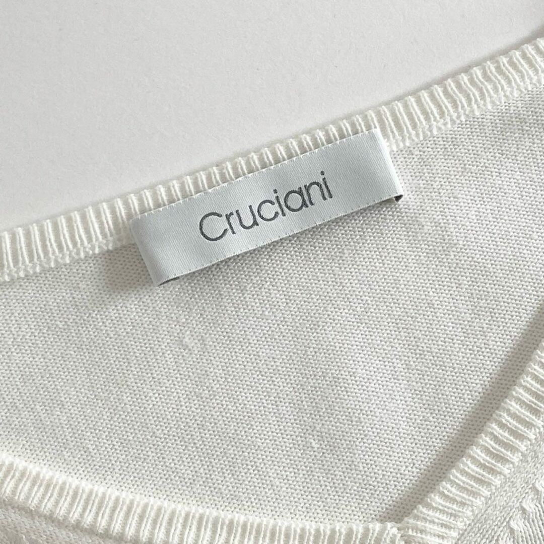 Cruciani(クルチアーニ)の53e1 Cruciani クルチアーニ Vネック コットンニット セーター 48 ホワイト 綿100％ トップス イタリア製 Knit Top レディースのトップス(ニット/セーター)の商品写真