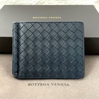 ボッテガヴェネタ(Bottega Veneta)の超美品☆BOTTEGA ボッテガ イントレチャート マネークリップ ネイビー 紺(マネークリップ)