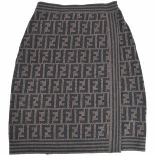 フェンディ(FENDI)の本物 フェンディ FENDI ズッカ タイト スカート ボトムス 42 ウール ブラウン Zucca レディース 衣類 洋服 中古(ひざ丈スカート)