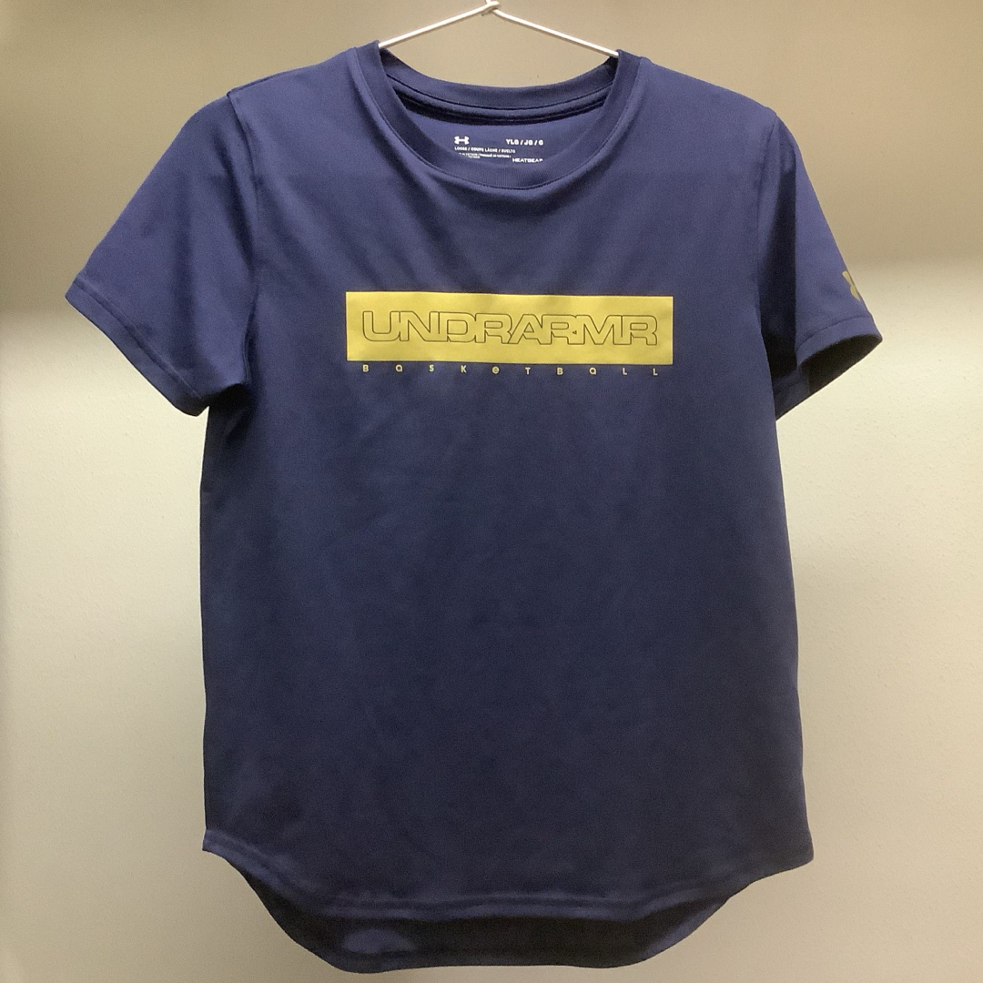 UNDER ARMOUR(アンダーアーマー)のアンダーアーマー　Tシャツ　ネイビー　YLG  150cm  ヒートギア キッズ/ベビー/マタニティのキッズ服男の子用(90cm~)(Tシャツ/カットソー)の商品写真