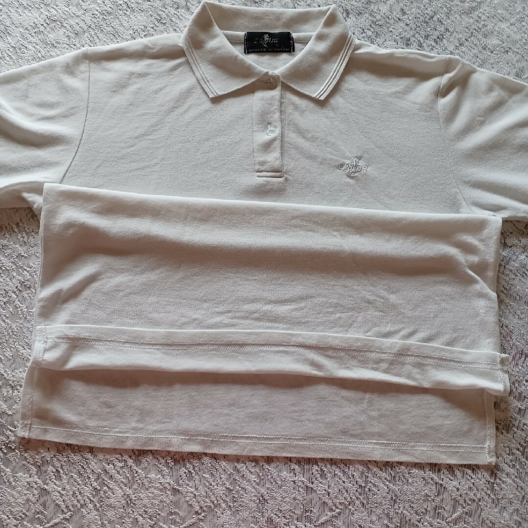 ポロシャツ Lサイズ 白 レディースのトップス(シャツ/ブラウス(長袖/七分))の商品写真