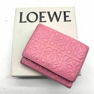 ロエベ(LOEWE)のロエベ 三つ折り財布 アナグラム レザー ピンク ウォレット(財布)