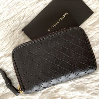 ボッテガヴェネタ(Bottega Veneta)の超美品★ボッテガ イントレチャート ラウンドファスナー 小銭入れ ダークブラウン(コインケース/小銭入れ)