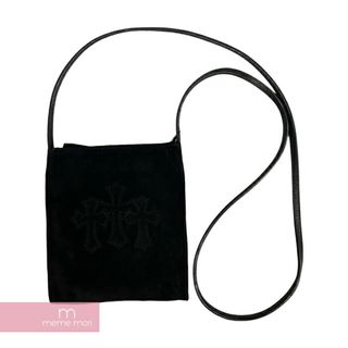 クロムハーツ(Chrome Hearts)のCHROME HEARTS SQ PKT 3CEME Shoulder Bag クロムハーツ スクエアポケット3セメタリー ショルダーバッグ スエードレザーポーチ 鞄 トリプルクロスパッチ ブラック 【240430】【ほぼ新品】【me04】(ショルダーバッグ)