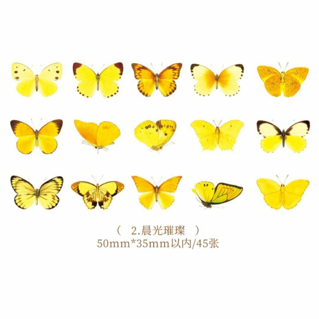 蝶の標本　シール　バタフライ　コラージュ　ゴールド　ステッカー　６種セット インテリア/住まい/日用品の文房具(シール)の商品写真