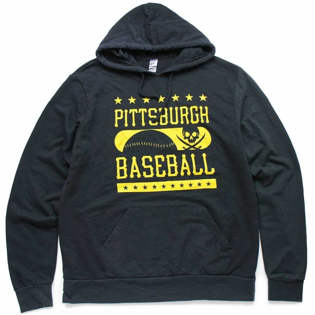 PITTSBURGH BASEBALL スウェットパーカー 黒 XL★スポーツ ベースボール ドクロ スカル スター カットソー フーディー オーバーサイズ メンズのトップス(パーカー)の商品写真