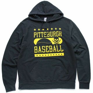 PITTSBURGH BASEBALL スウェットパーカー 黒 XL★スポーツ ベースボール ドクロ スカル スター カットソー フーディー オーバーサイズ(パーカー)