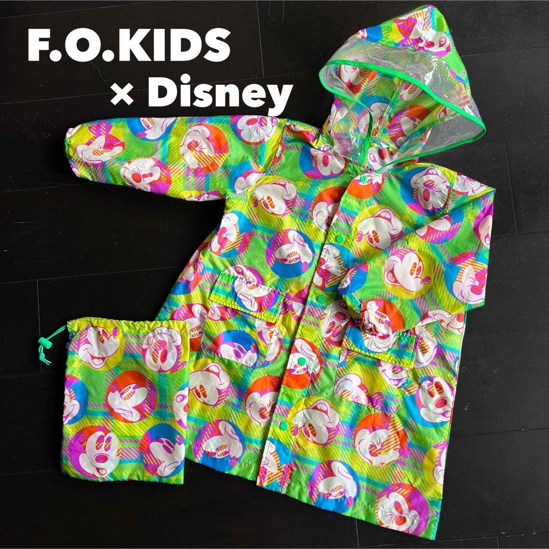 Disney(ディズニー)のDisney × F.O.KIDS 90〜100cm ミッキーマウスレインコート キッズ/ベビー/マタニティのこども用ファッション小物(レインコート)の商品写真