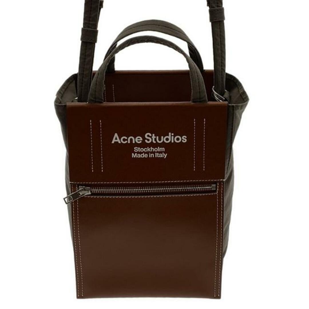 【美品】  Acne Studios / アクネストゥディオズ | Baker out / ベイカーアウト 2way 異素材 レザー切替 ショルダー付き ハンドバッグ | ブラウン/オリーブ | レディース レディースのバッグ(ショルダーバッグ)の商品写真