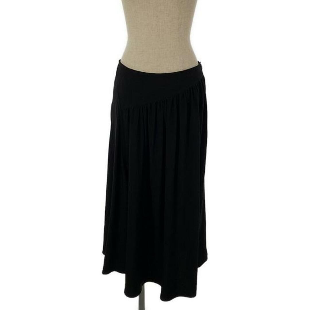 【美品】  Y's / ワイズヨウジヤマモト | TRIACETATE POLYESTER CREPE de CHINE YOKE SKIRT / アシンメトリー ギャザー スカート | 1 | ブラック | レディース レディースのスカート(ロングスカート)の商品写真