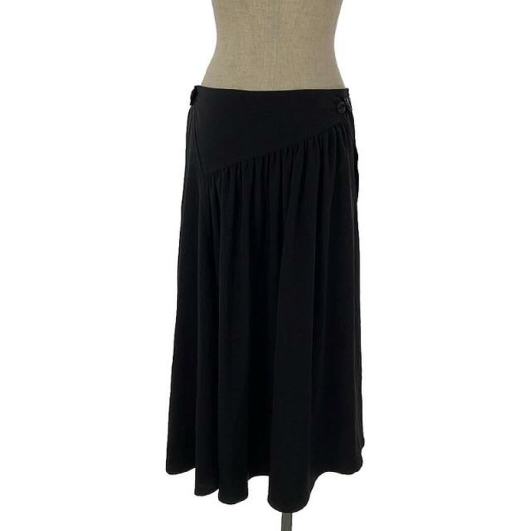 【美品】  Y's / ワイズヨウジヤマモト | TRIACETATE POLYESTER CREPE de CHINE YOKE SKIRT / アシンメトリー ギャザー スカート | 1 | ブラック | レディース レディースのスカート(ロングスカート)の商品写真