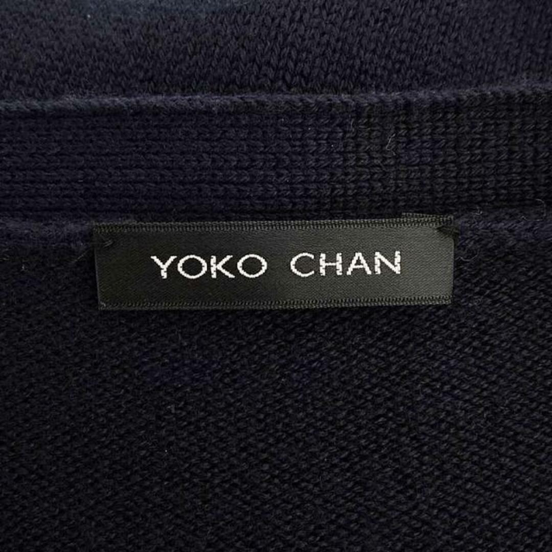 YOKO CHAN(ヨーコチャン)のYOKO CHAN / ヨーコチャン | ウール コットン切替 サイドフリル Vネック ニットカーディガン | 36 | ネイビー / ベージュ | レディース レディースのトップス(カーディガン)の商品写真