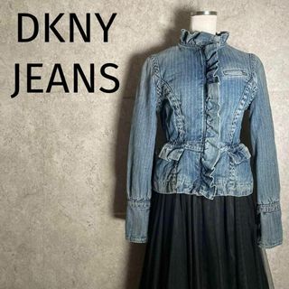 ダナキャランニューヨーク(DKNY)のY2K DKNY JEANS フリル デニムジャケット Gジャン ショート丈(Gジャン/デニムジャケット)