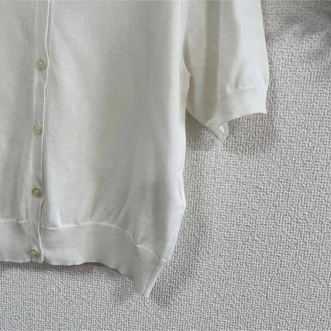 ANAYI(アナイ)のANAYI サマーニットカーディガン　半袖　ホワイト　38サイズ レディースのトップス(カーディガン)の商品写真