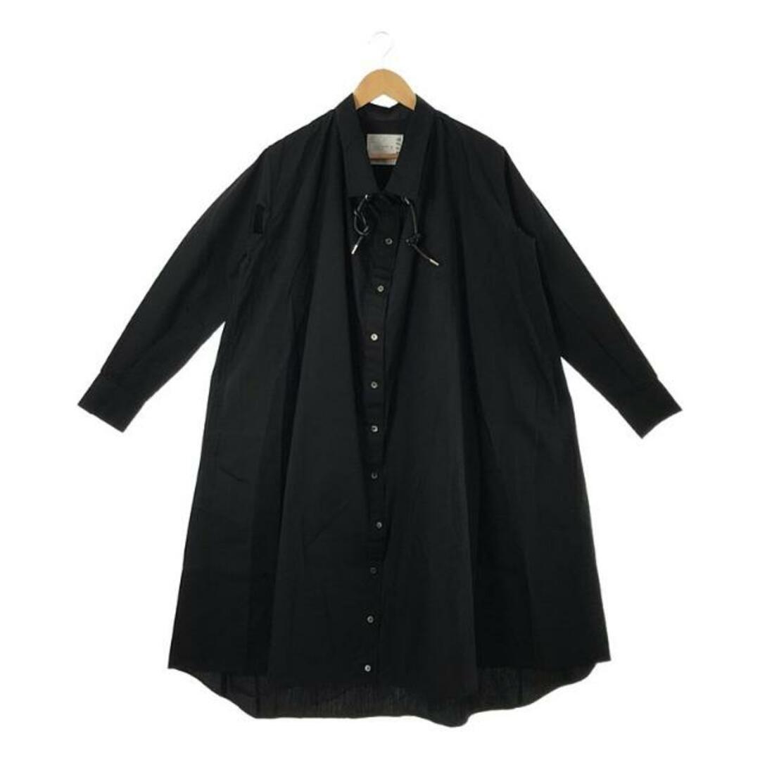 sacai(サカイ)の【美品】  sacai / サカイ | ドローストリング オーバー シャツ ワンピース | 2 | ブラック | レディース レディースのワンピース(ロングワンピース/マキシワンピース)の商品写真