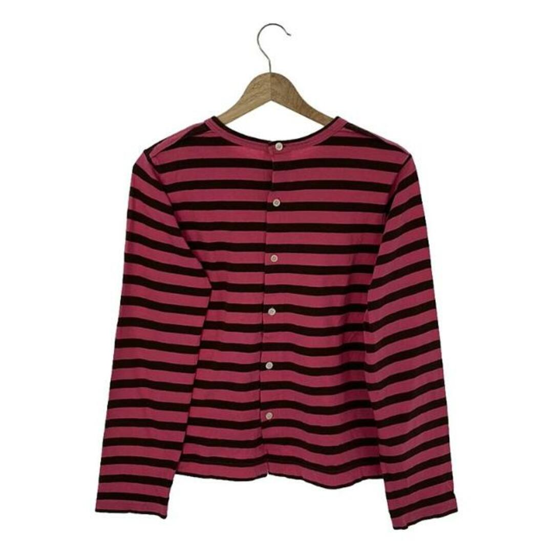 tricot COMME des GARCONS(トリココムデギャルソン)のtricot COMME des GARCONS / トリココムデギャルソン | コットン ボーダー バックオープン カットソー | M | ピンク/ブラウン | レディース レディースのトップス(Tシャツ(長袖/七分))の商品写真