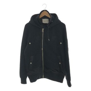 sacai / サカイ | 2022AW | Nylon Twill Sponge Sweat Blouson / 異素材 ナイロンツイル スポンジ スウェットブルゾン / ジャケットフーディ | 2 | ブラック | メンズ