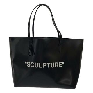 【美品】  Off-White / オフホワイト | DAY OFF TOTE 40 QUOTE スローガンプリント レザー トートバッグ ポーチ付き | ブラック | メンズ