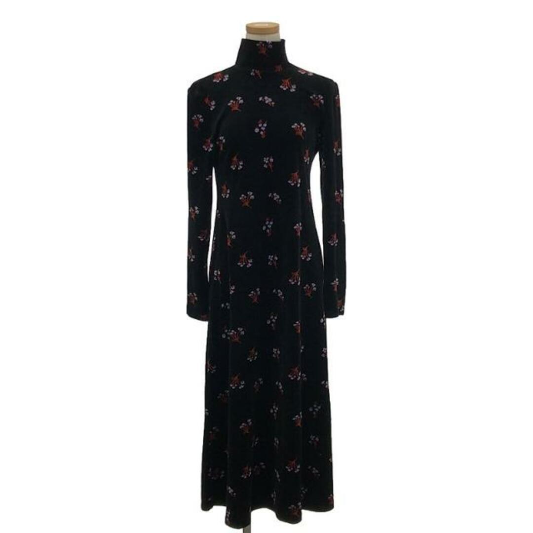 Mame Kurogouchi / マメクロゴウチ | 2022AW | Floral Velour Jacquard High Neck Dress フローラルベロア ジャガード ハイネックドレス ワンピース | 1 | ブラック | レディース レディースのワンピース(ロングワンピース/マキシワンピース)の商品写真