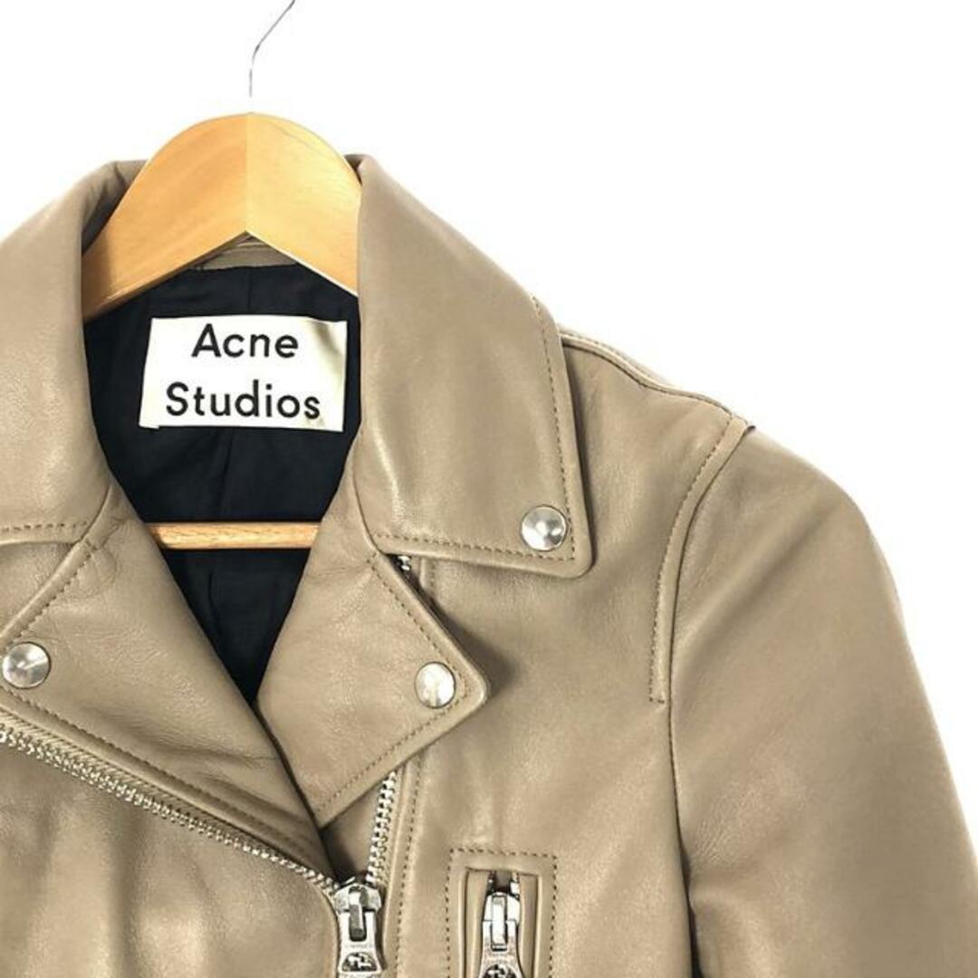 Acne Studios / アクネストゥディオズ | MOCK ラムレザー ダブルライダースジャケット | 34 | ベージュ | レディース レディースのジャケット/アウター(その他)の商品写真