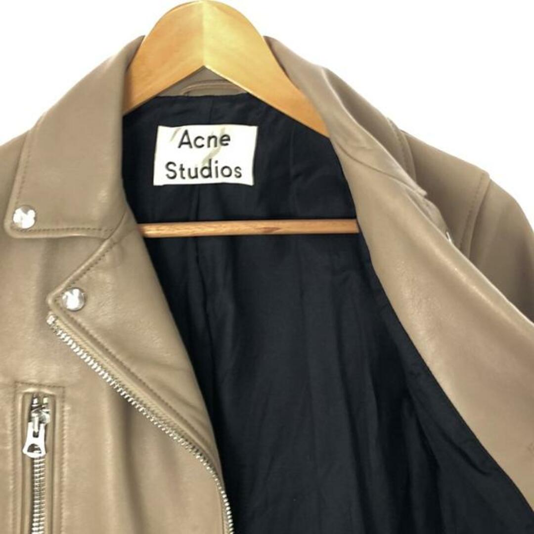 Acne Studios / アクネストゥディオズ | MOCK ラムレザー ダブルライダースジャケット | 34 | ベージュ | レディース レディースのジャケット/アウター(その他)の商品写真