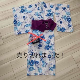 美品　浴衣　三点セット　簡易帯　巾着　子供用(甚平/浴衣)