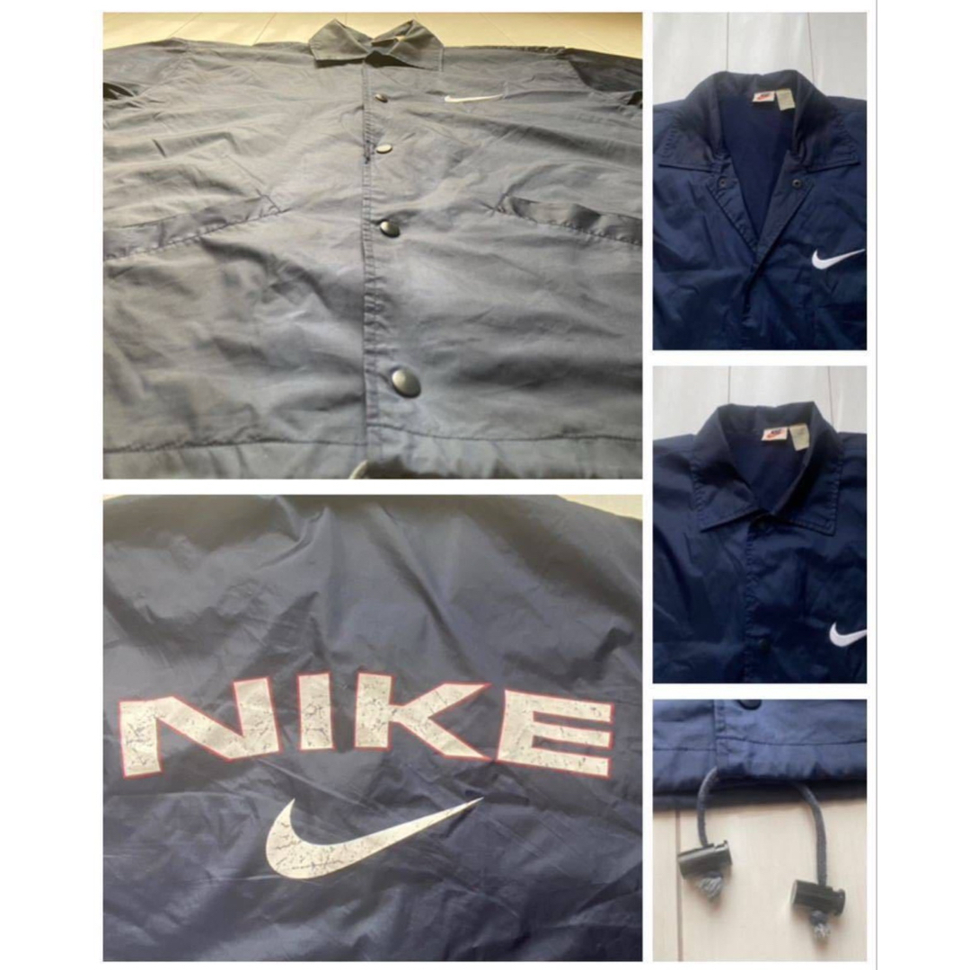 NIKE(ナイキ)の90s NIKE ナイキ デカロゴ ナイロン コーチ ジャケット ネイビー XL メンズのジャケット/アウター(ナイロンジャケット)の商品写真