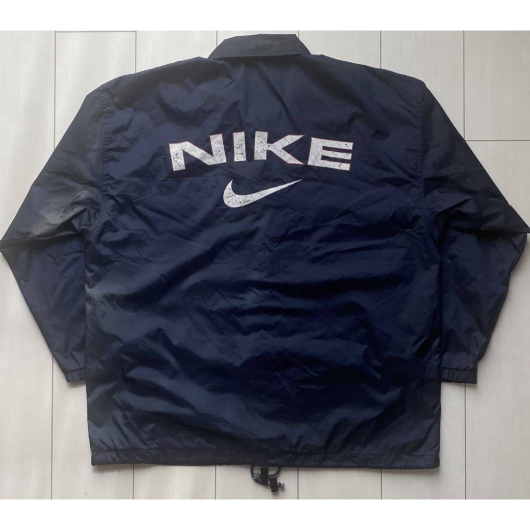 NIKE(ナイキ)の90s NIKE ナイキ デカロゴ ナイロン コーチ ジャケット ネイビー XL メンズのジャケット/アウター(ナイロンジャケット)の商品写真