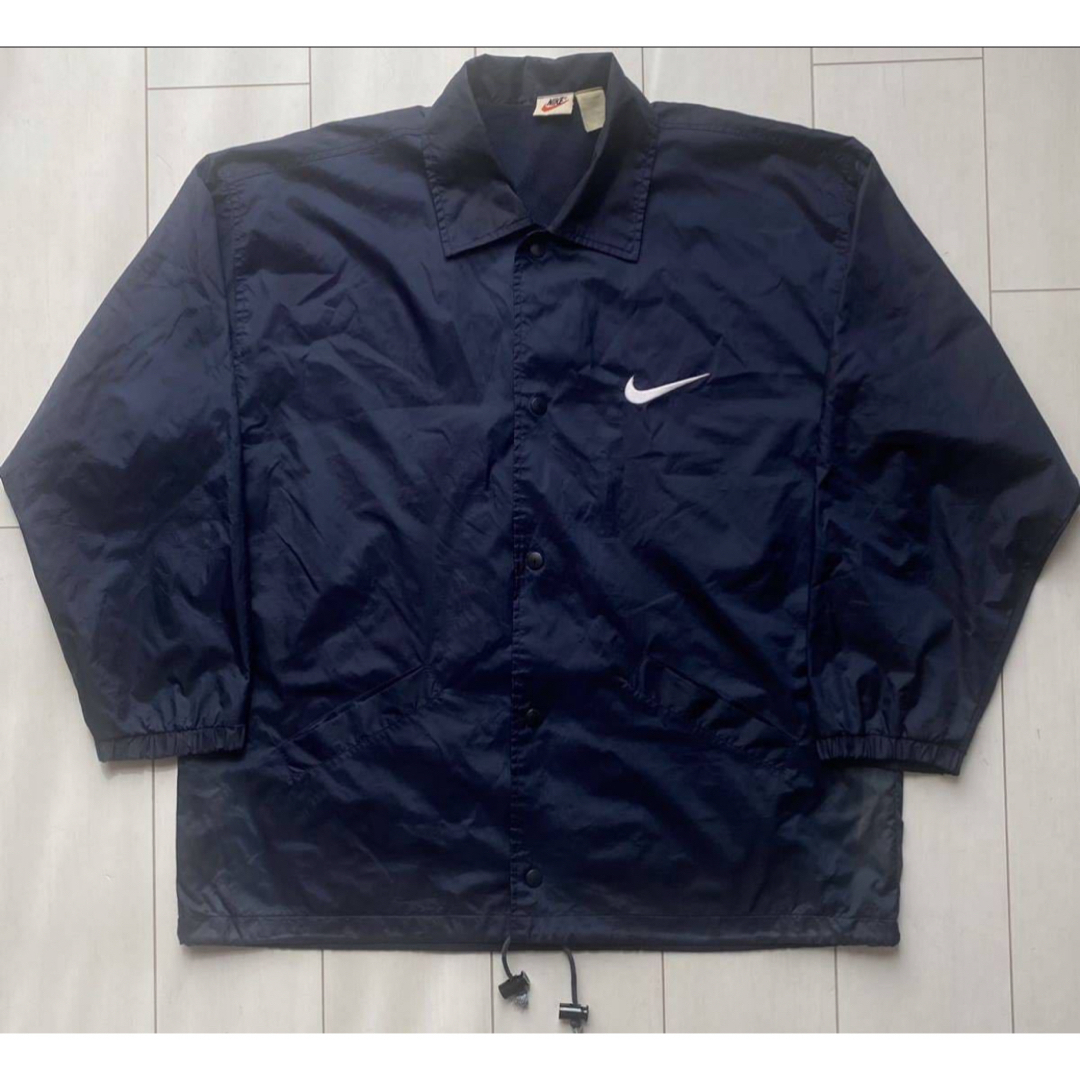 NIKE(ナイキ)の90s NIKE ナイキ デカロゴ ナイロン コーチ ジャケット ネイビー XL メンズのジャケット/アウター(ナイロンジャケット)の商品写真