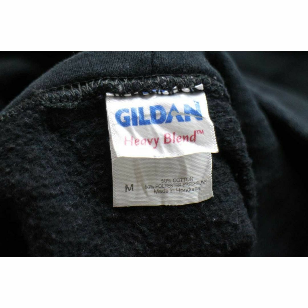 GILDAN(ギルタン)の00s TROJAN BASKETBALL スウェットパーカー ペンキ飛び 黒 M★オールド バスケットボール カレッジ スポーツ フーディー ブラック メンズのトップス(パーカー)の商品写真