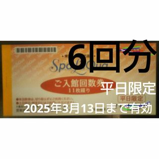 【6回分】2025年3月13日まで有効。土日祝は使用不可東京ドーム　スパラクーア(フィットネスクラブ)