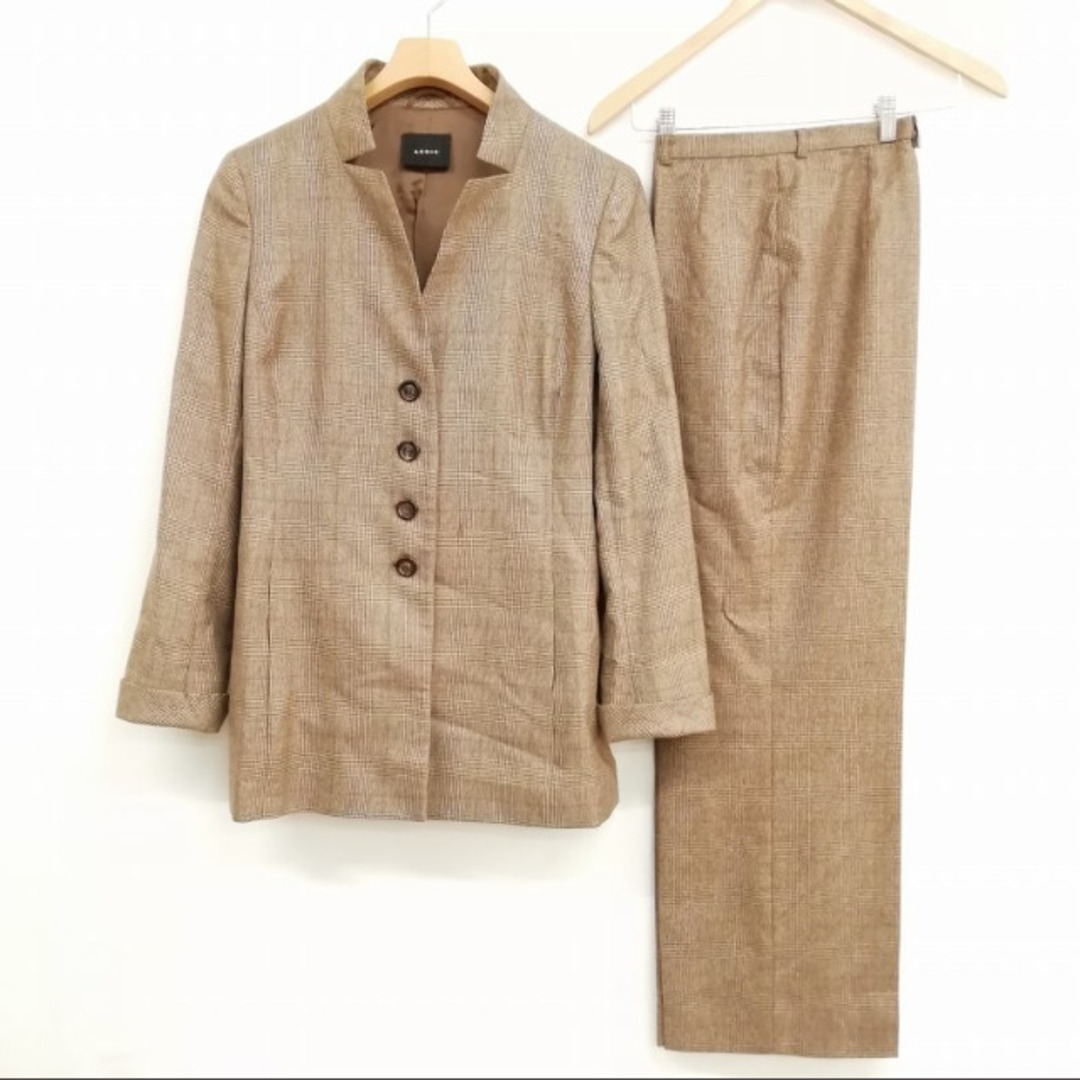 AKRIS(アクリス)のカシミヤ シルク グレンチェック パンツ スーツ セットアップ 10 / 8 レディースのフォーマル/ドレス(スーツ)の商品写真